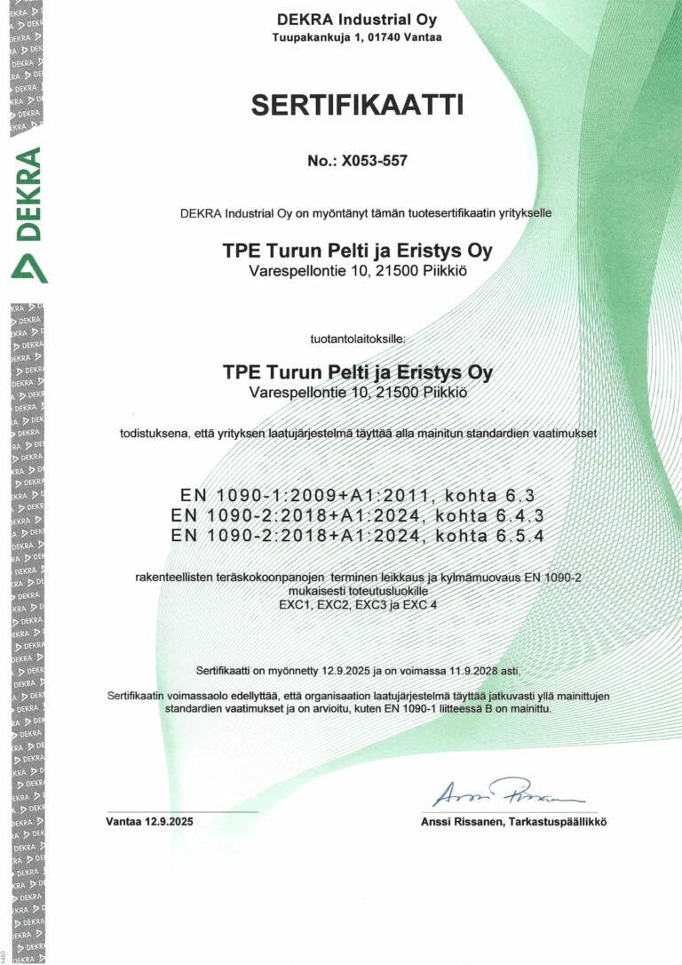 Tuotesertifikaatti 1090